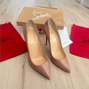 Christian Louboutin Nude Patent Pointed-Toe Pumps